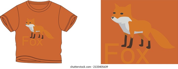 fox t-shirt design background color is a orange and t-shirt color is a orange beautiful color and beautiful design