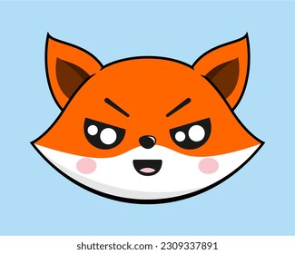 Fox Unamused Face Head Kawaii Sticker