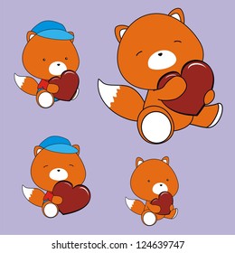 fox valentine heart set in vector format very easy to edit