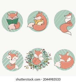 
ein Fuchs in verschiedenen süßen Geschichten