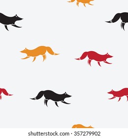 fox vector art background design for fabric and decor. Seamless pattern