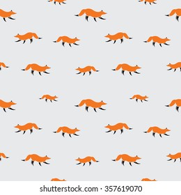 fox vector art background design for fabric and decor. Seamless pattern