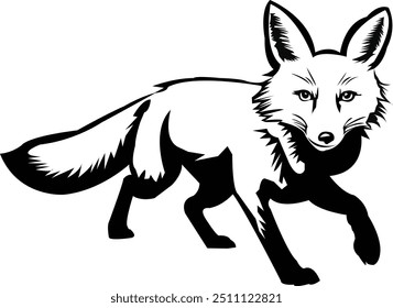 "Fox vector art design" features a sleek and stylized depiction of a fox, perfect for use in illustrations, logos, and digital art.