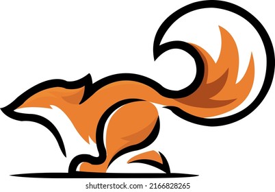 fox vector art with outline and orange colour varients