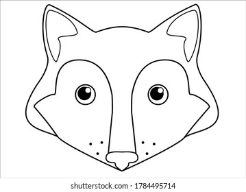 Fox - Vektorgrafik Linearbild zum Färben. Fox Head - süßes Bild, Lächeln. Umriss.