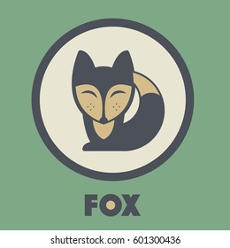 Fox vector icon. Fox design. Fox flat. Fox in circle, vector illustration