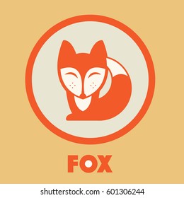 Fox vector icon. Fox design. Fox flat. Fox in circle, vector illustration