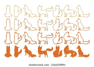 Fox Vector Icon Symbol Template. Fox Outline. Filled. Stroke Vector