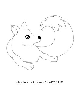 Fox vector illustration colorless isolated on white background
