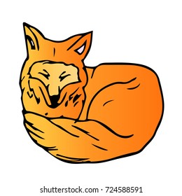 Fox vector illustration. Cute forest animal in sketch style. Doodle. Design icon, print, logo, poster, symbol, decor, textile, paper.