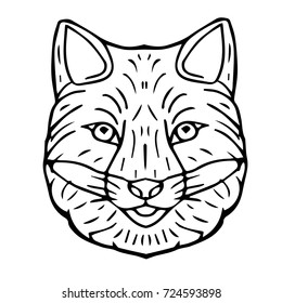 Fox vector illustration. Cute forest animal in sketch style. Doodle. Design icon, print, logo, poster, symbol, decor, textile, paper.