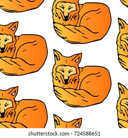 Fox vector illustration. Doodle style. Design icon, print, logo, poster, symbol, decor, textile, paper.