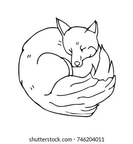 Fox vector illustration. Doodle style. Design, print, logo, decor, textile, paper.