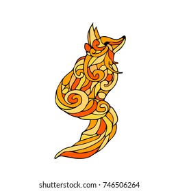 Fox vector illustration. Doodle style. Design, print, logo, decor, textile, paper.