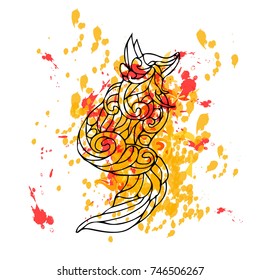 Fox vector illustration. Doodle style. Design, print, logo, decor, textile, paper.