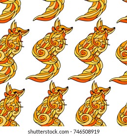 Fox vector illustration. Doodle style. Design, print, logo, decor, textile, paper.