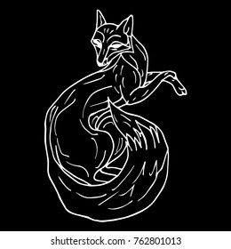 Fox vector illustration. Doodle style. Design, print, logo, decor, textile, paper