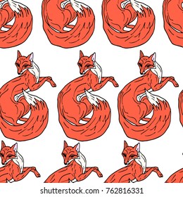 Fox vector illustration. Doodle style. Design, print, logo, decor, textile, paper