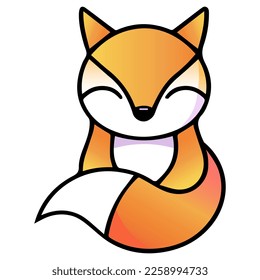 Fox vector illustration Flat Cartoon Style. logo cute Fox icon. Animal Nature Icon Isolated.