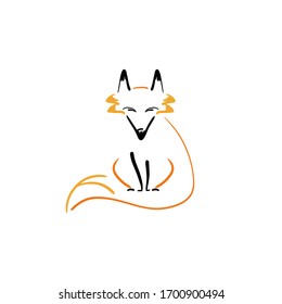 Fox vector illustration. Hand drawn fox isolated on a white background.