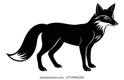 Ilustración vectorial Fox. Vector de ícono de Fox. Silueta del símbolo del icono del zorro. Vector de chacal, Ilustración vectorial de animales salvajes.