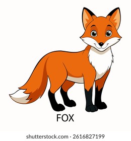 Fox vector illustration isolated on white background in cartoon style.