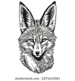 fox vector illustration line art drawing black and white fox cub
