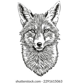 fox vector illustration line art drawing black and white fox cub
