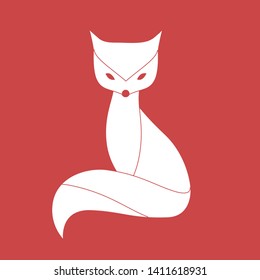 Fox. Vector illustration of logo. Stylized, simplified and isolated cute animal.