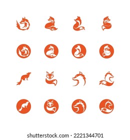 Diseño de icono de silueta de ilustración de vector Fox
