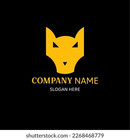 fox vector logo design illustration on black background