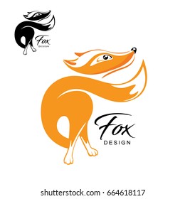 Fox. Vector logo on isolated white background. Logo design template with fox. Vector illustration.