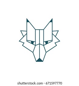 Fox vector logo template. Poster. Print. Wolf. Emblem and Design Element. Flat Style. Thin Line Art. Modern concept. Geometric polygonal design. Animal.