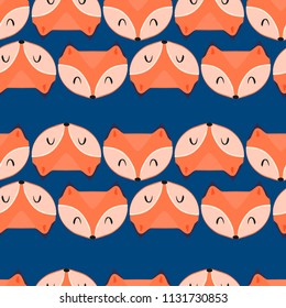 Fox vector pattern seamless trendy print, woodland. Vector.