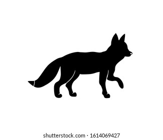 Fox vector silhouette. Hunting forest animal black icon. 