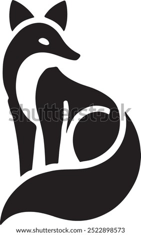 Fox Vector Silhouette Illustration , Fox Illustration , Fox Art Drawing , Animal Vector Silhouette Illustration