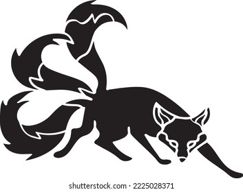 Esténcil de vectores de Fox, negro y blanco
