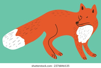 fox in vector. wild animal in flat style. Template for poster logo icon for app website. Series of animal images in flat style
