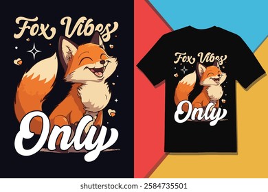 Fox Vibes – Stylish Fox T-Shirt Design And Vector Graphic for Wildlife and Nature Lovers