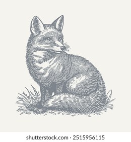 Fox. Vintage woodcut engraving style vector illustration.