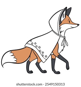 The Fox Walking in Christmas Costume - Festive Animal Character Illustration for Holiday Designs