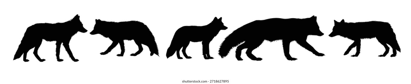 Fox Walking Silhouette Clipart Paquete