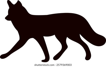 fox walking silhouette on white background vector