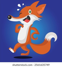 fox walking and winking vector illustration design clean and unique latest