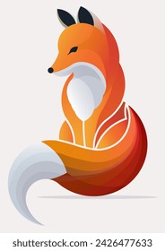Fox in warm colors with geometric proportions