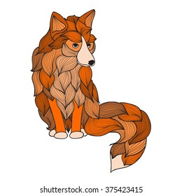 Fox with waves ornament. Vector. It can be used for tattoo or t-shirt logo