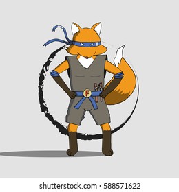 Fox wearing ninja costume cartoon vector illustration EPS10