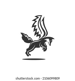 Fox Wing Jump Icon Illustration Brand Identity