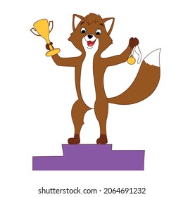 Ganador de Fox, campeón.
Ilustración vectorial.