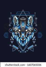 Fox, wolf, dog in geometric pattern